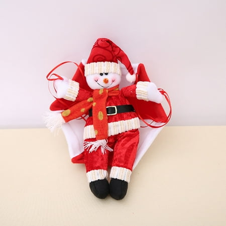 

CUH Compact Snowman Christmas Parachute Pendants Lightweight Outdoor Ornaments Xmas Parachutes Decoration Novelty Santa Claus Party Red White Snowman
