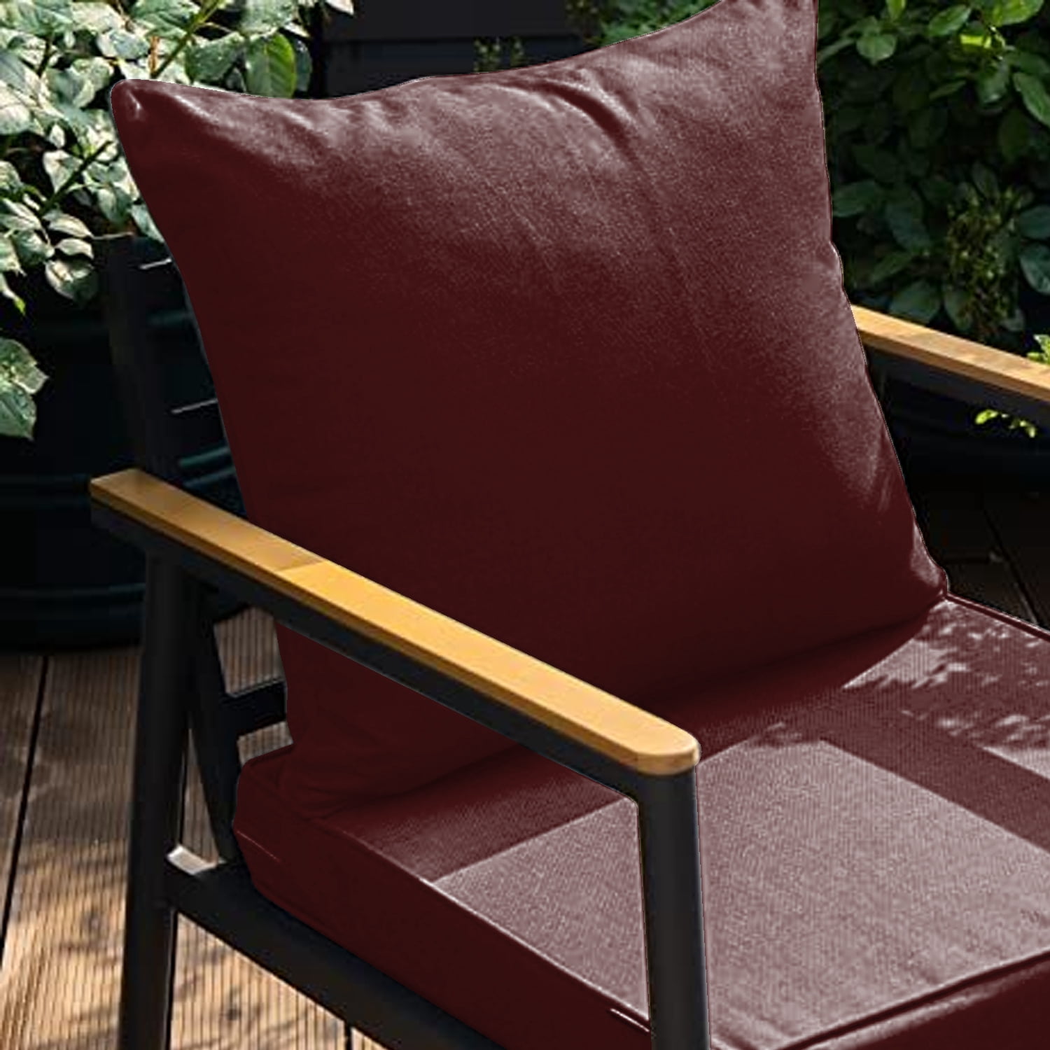 Outdoor Seat Cushions for Patio Furniture Set of 24x24 Inch for Waterproof Replacement Cushions with Removable Cover for Chair Yard Garden Deck，Burgundy