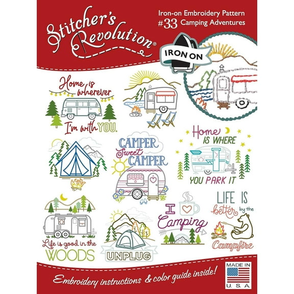 Stitcher's Revolution Camping Adventures Iron-on Transfer Pattern for Embroidery