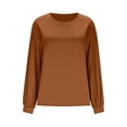 thumbnail image 2 of TaTaai 2026 Fall Women’s V Neck Satin Tee Long Sleeve Loose Blouse Casual Solid Color Fashion Top Silky Polyester Daily Shirt Gift, 2 of 6