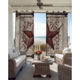 thumbnail image 4 of Country Star Blackout Curtains 96 Inch Length Vintage Dark Black Red Star Berry Beige Barn Gate Thermal Insulated Window Curtain Window Drapes 2 Panels for Bedroom Living Room 52"Wx96"L, 4 of 9