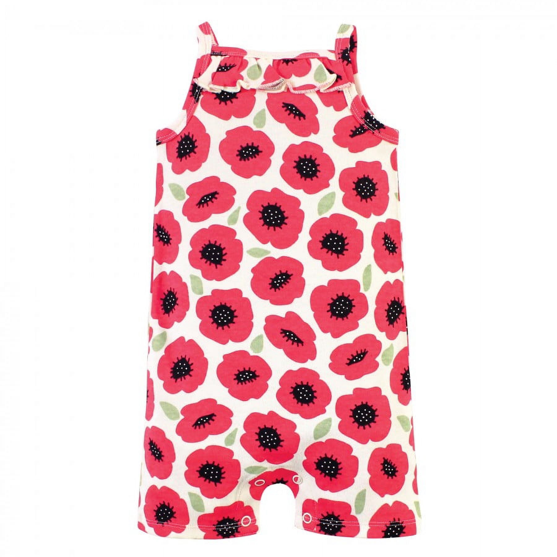 Touched by Nature Unisex Baby Organic Cotton Rompers, Poppy, 3-6 Months