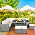 thumbnail image 3 of Costway 7 PCS Patio Rattan Dining Set Sectional Sofa Couch Ottoman Garden White, 3 of 10