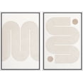 thumbnail image 2 of IDEA4WALL Framed Canvas Print Wall Art Set of 2 Pastel Tan Geometric Wave Polygons Abstract Modern Art Decorative Boho Contemporary Artwork for Bedroom, Office, Hotel - 24"x36"x2 Panels White, 2 of 5