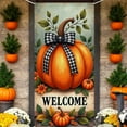 thumbnail image 4 of Honmine Fall Door Cover Autumn Pumpkin Front Door Hanging Banner Thanksgiving Harvest Photo Background for Autumn Holiday Party Decorations and Supplies, 71 x 35 Inches, 4 of 6