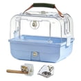 thumbnail image 2 of Transportín de viaje para pájaros con asa para uso exterior, ideal para cotorras, agapornis y pinzones. Conjunto azul, 2 of 9