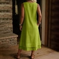 thumbnail image 5 of ClodeEU Women's Crew Neck Sleeveless Straight Midi Dress with Pockets,Solid Loose Casual Summer Dress Green,Women's Plus XXL, 5 of 8