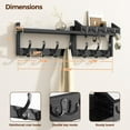 thumbnail image 2 of 29" Coat Rack Wall Mount with Shelf, 4 in 1 Coat and Key Hanger with 11 Metal Hooks, Entryway Wall Mounted Shelf with Mail Holder for Living Room, Bedroom, Black, 2 of 12