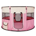 thumbnail image 5 of Pefilos 40" Pet Playpen for Small Animals Circular Portable Foldable Pet Playpen for Indoor Dogs 600D Oxford Cloth & Mesh Pet Playpen for Cats Fence with Eight Panels, Pink, 5 of 17