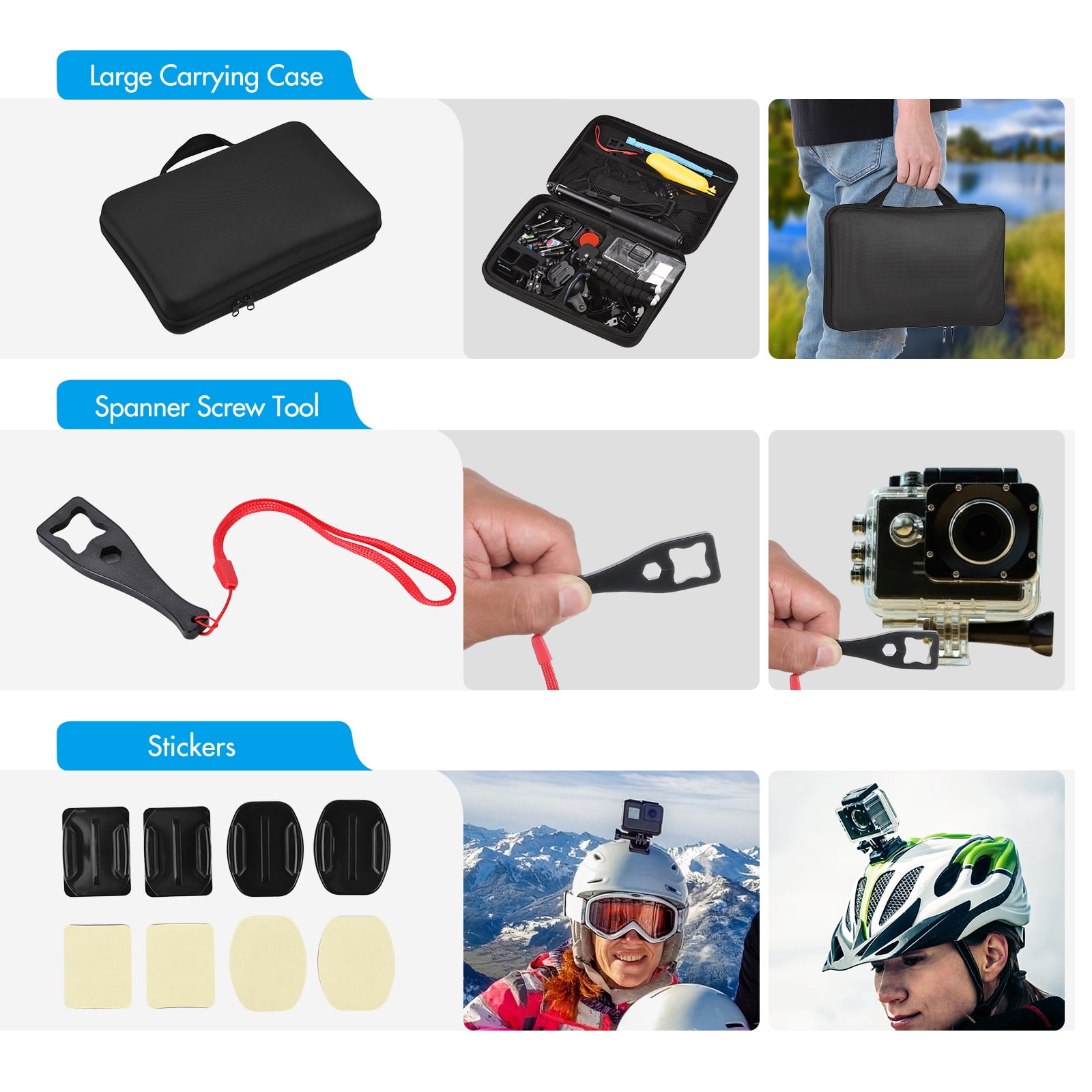 Xirurus Action Camera Accessories Bundle Kit for GoPro Hero 10 9 Black with Waterproof Housing Mounts
