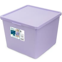 Your Zone Kids Large Plastic Stacking Storage Bin with Lid, Purple, 12 in x 12.4 in x 9.4 in
