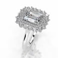 thumbnail image 2 of Cloud Jewel Gorgeous 1.9 Ct Emerald Cut Moissanite Double Halo Wedding Ring - Moissanite in 14K White Gold Plated - Perfect Engagement Ring for Women & Unique Gifting Occasions, 2 of 4