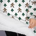 thumbnail image 3 of Oversized Wearable Blanket Hoodie,White Bigfoot and Pine Tree Pattern Sherpa Blanket Hoodie with Super Pockets,Super Warm Fuzzy Pullover for Women & Men, 3 of 6