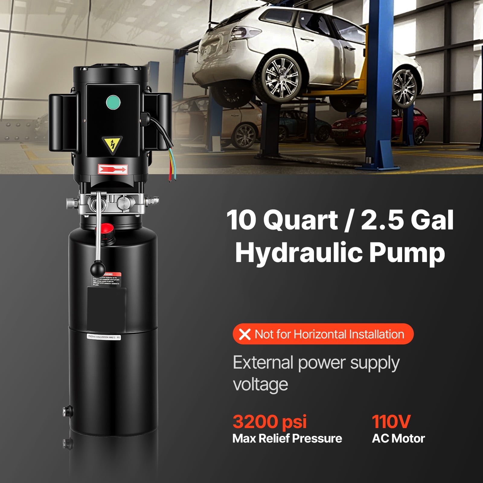 KFFKFF 110V 10 Quart Hydraulic Power Unit, 2.2KW Automotive Pump for Dump Trailers, Car Lift Power Unit for Two and Four-Post Auto Hoists (Vertical Installation)