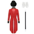 thumbnail image 4 of vastwit Womens Circus Ringmaster Tailcoat Shiny Sequins Open Front Jacket with Accessories Red XXL, 4 of 6
