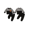 thumbnail image 2 of AceBaby Toddler Baby Boy Fall Checkerboard Print 2Pcs Outfit Sets for 6M-4Y,70% Cotton, 2 of 9