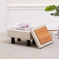 thumbnail image 2 of IVV Low Upholstered Ottoman with Storage in Beige Linen, Modern Multifunctional Footrest Side Table with Solid Wood Legs, 15.9"L x 12"W x 9.8"H, 2 of 6