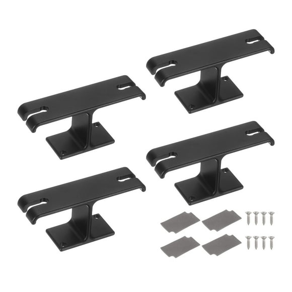 Uxcell 4pcs Headphone Stand Holder Adhesive Dual Headset Headphone Stand Hanger Aluminum Alloy Desk Hook Clamp with Adhesive & Screws for PC Gaming DJ Headphones Earphone, Black