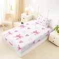 thumbnail image 4 of Erosebridal Girls Bow-Tie Twin Sheet Sets, Kawaii Love Hearts Bedding, White Pink, 1 Flat Sheet, 1 Fitted Sheet and 1 Pillowcase, 4 of 5