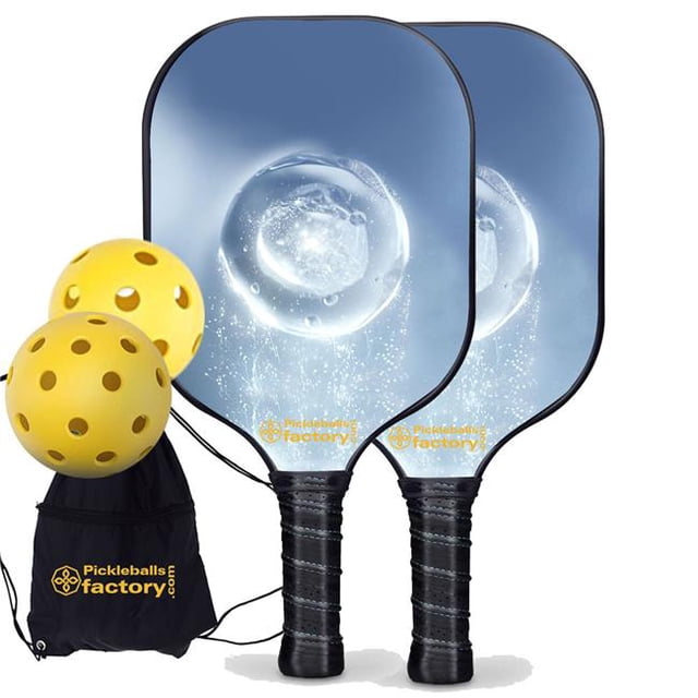 Pickleball Factory PB00012-4-C Pickleball Paddle Set - Crystal Clear Pickleball Paddles, Best Pickleball Set for Beginners, Carbonfiber Graphite