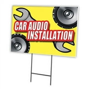 CAR AUDIO INSTALLATION 18"x24" Yard Sign & Stake | Advertise Your Business | Stake Included Image On Front Only | Made in The USA