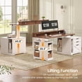 thumbnail image 3 of SEDETA Electric Standing Desk Farmhouse Style, 55 Inch Height Adjustable Computer Desk with 3 Drawers, File Cabinet, Storage Shelves, Power Outlets, Wood Home Office Desk for Work, Study, White, 3 of 9