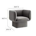 thumbnail image 3 of Accent Chair, Gray, Velvet, Living Room Lounge Cafe Lobby Hospitality Restaurant, Modern Contemporary, HB37380, 3 of 9