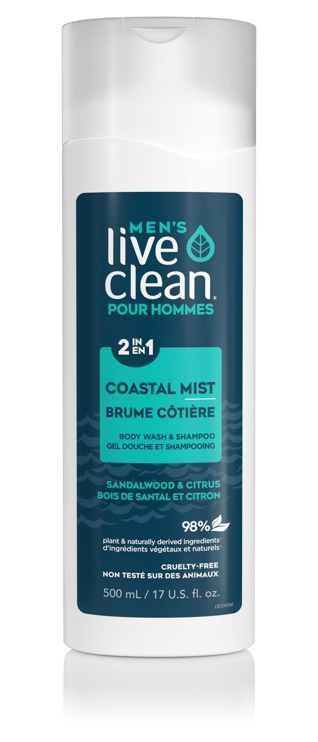 Live Clean pour Hommes Brume Côtière 2-en-1 Gel Douche & Shampooing