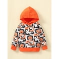 thumbnail image 4 of Toddlers Kids Halloween Outfits Set Long Sleeve Hooded Sweatshirt + Casual Pumpkin Pants 2 Piece Clothing Sets, 4 of 9