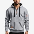 thumbnail image 3 of gbyLJF Men's Quarter Zip Drawstring Hoodies Long Sleeve Fleece Pullovers Fall Sweatshirt Running Hiking Clothes, 3 of 7