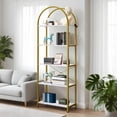 thumbnail image 4 of Kojooin Bookshelf,Arched Bookshelf 4/5 Tier,Tall Standing Display Racks with Metal Frame, 4 of 7
