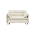 thumbnail image 4 of Modern Velvet 3 in 1 Convertible Sleeper Sofa Bed with Back and 2 Pillows, Pull-Out Bed Loveseat with Pockets for Living Room , Bedroom (Beige), 4 of 7