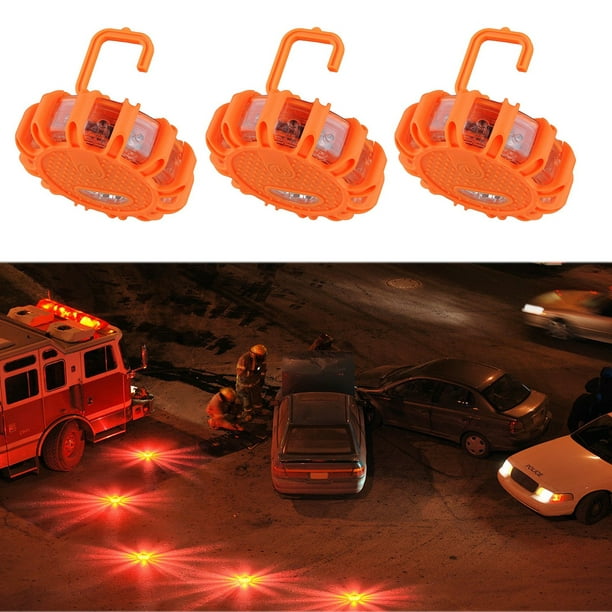 3 Pcs LED Safety Flares Kit for Road Emergency Warning Flashing Signal  Reflectors, for Car Motorcycle Boat 
