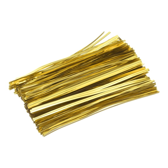 Uxcell 6" Kraft Paper Twist Ties Reusable Bag Twist Ties for Packaging Cake Candy Bags Gold 300 Pcs