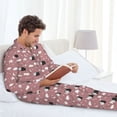 thumbnail image 6 of Uemuo Cute Calf Pattern 2-Piece Loungewear Set - Men’s Soft Sleepwear, Cozy Winter PJs, Comfy Sleep Set-X-Large, 6 of 7