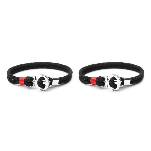 Qarigey trenzada con cuentas, brazalete tejido Punk Vintage, aniversario de boda, disfraz de cumpleaños, para fiesta, joyería para novio Negro 2Conjunto