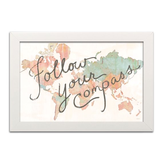 Gango Home Decor Contemporary Across the World v2 by Sue Schlabach (Ready to Hang); One 18x12in White Framed Print