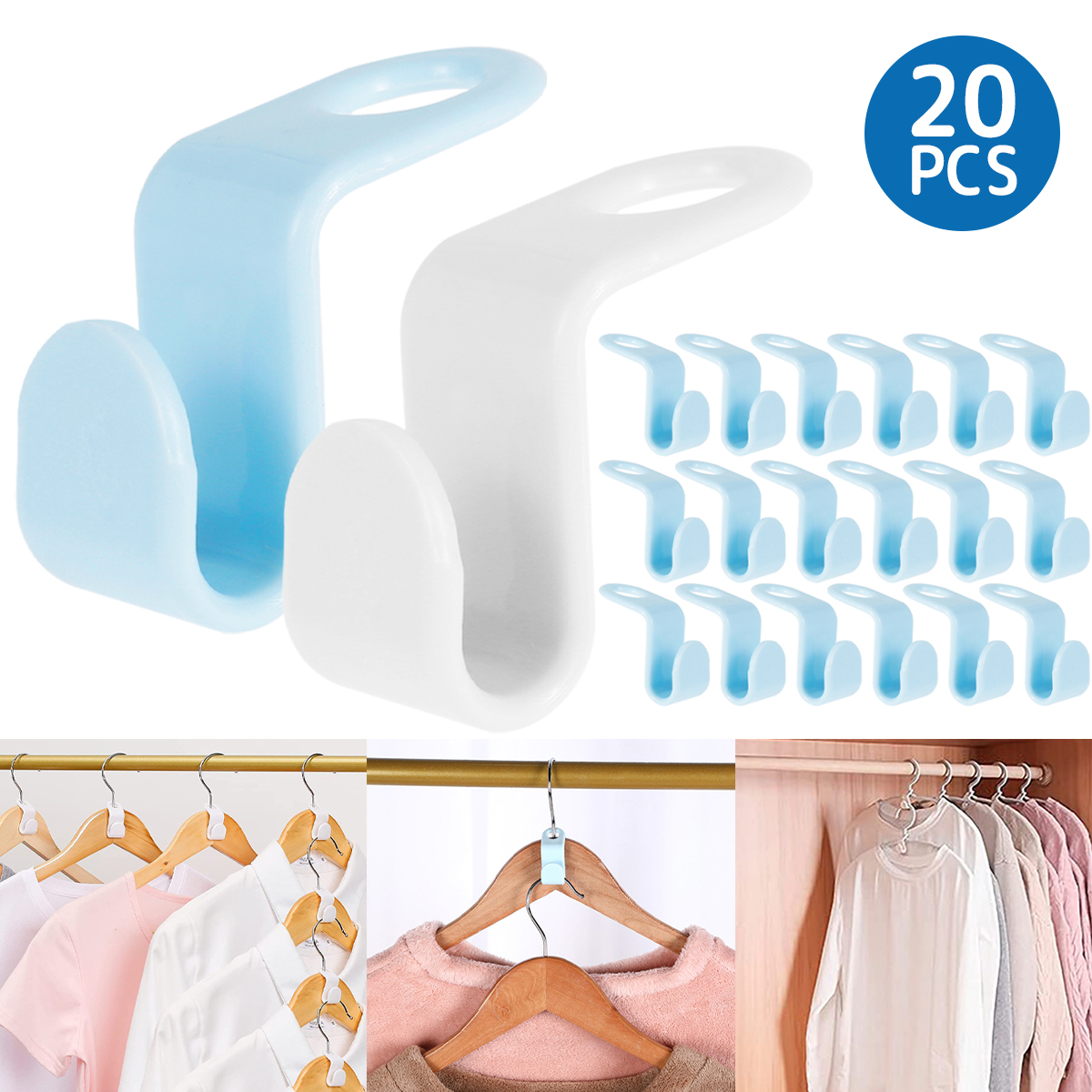 MTFun Clothes Hanger Connector Hooks 20 Pcs Plastic S Coat Hanger