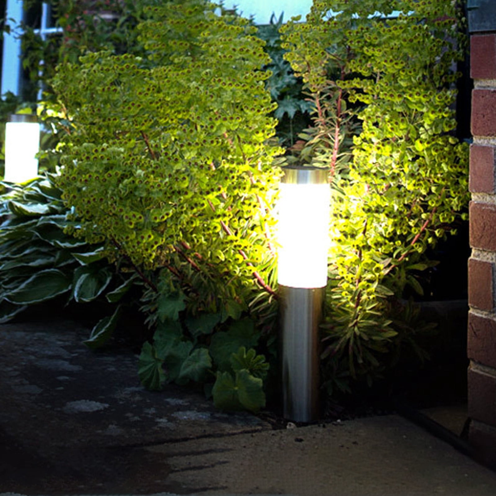 Solar LED Ground Light Outdoor Garden Lamp Round Floor Light 40cm Black Plastic Waterproof Automatic Dusk to Dawn 1 Pack