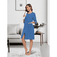 thumbnail image 5 of MAYFISH Women 100% Cotton Robe Summer Short Sleeve Zip Front Robes Soft Knit Lightweight Bathrobe 1Piece(Blue,2XL), 5 of 7