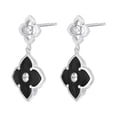 thumbnail image 2 of Black Onyx Flower Dangling Drop Earrings for Women in 925 Sterling Silver with Rhodium Plating Post Back by Lavari Jewelers, 2 of 3