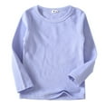 thumbnail image 1 of Boys Girls Basic Long Sleeve T Shirts Brushed Solid Crew Neck Spring Fall Casual Tops, 1 of 2