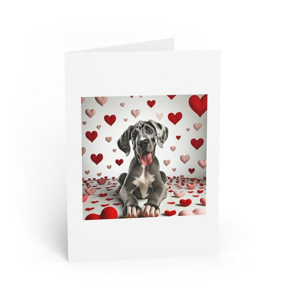 DistinctInk Greeting Card / Note Card - Valentine's Day Great Dane Puppy - PACK of 1