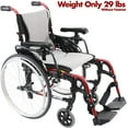 thumbnail image 3 of Karman S-Ergo 305 Lightweight Ergonomic Wheelchair S-ERGO305Q16RS, 29 lbs, Quick Release Wheels, Frame Rose Red, Seat Size 16"W X 17"D, Factory Adjustable Seat Height Default 19" Floor to Seat, 3 of 9