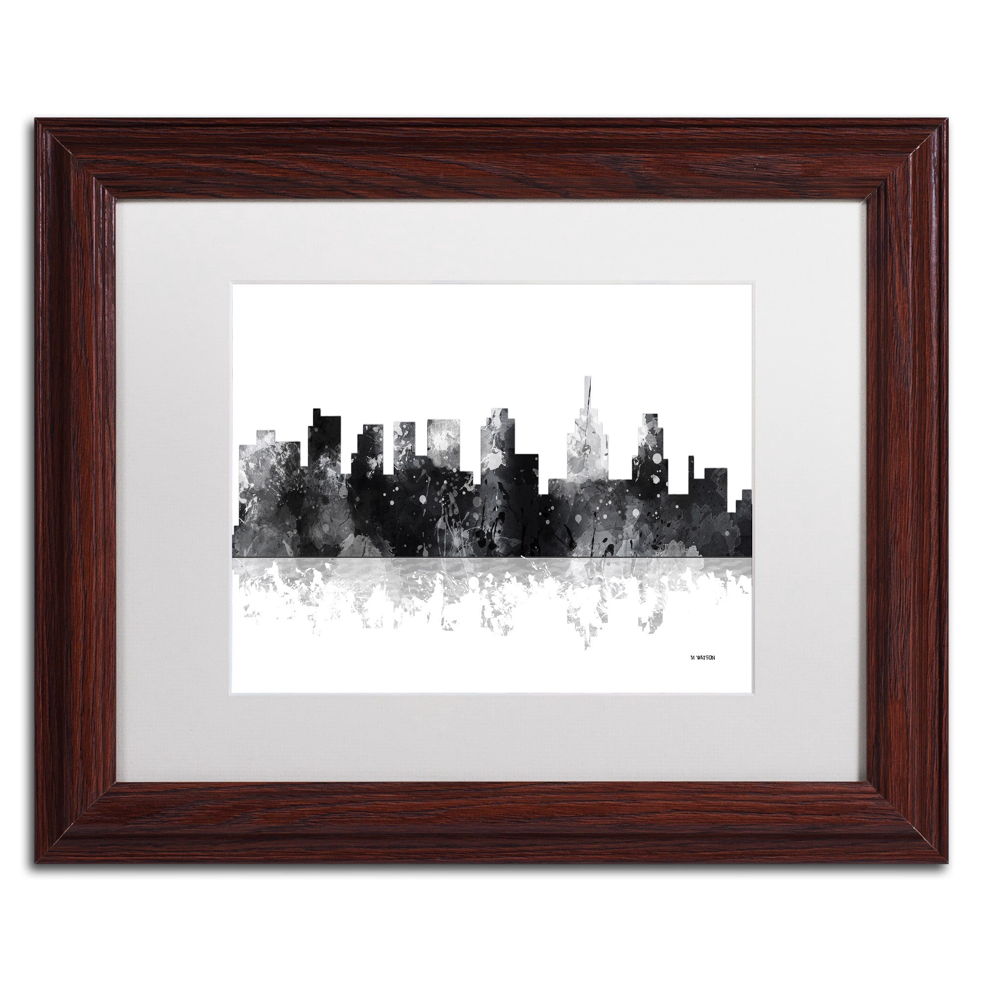 Trademark Fine Art "Philadelphia Skyline BG-1" Canvas Art by Marlene Watson, White Matte, Wood Frame