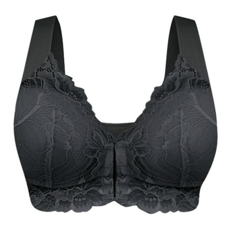 

Women Push-Up Bra Front Closure Elastic Breathable Lace Underwear For Sports