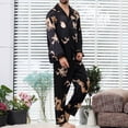 thumbnail image 2 of SWSMCLT Men's Satin Pajama Set 2 Piece Luxury Long Sleeve China Dragon Printed Pjs Soft Button Down Shirt Pants Sleepwear Casual Lounge Set Black Large, 2 of 4