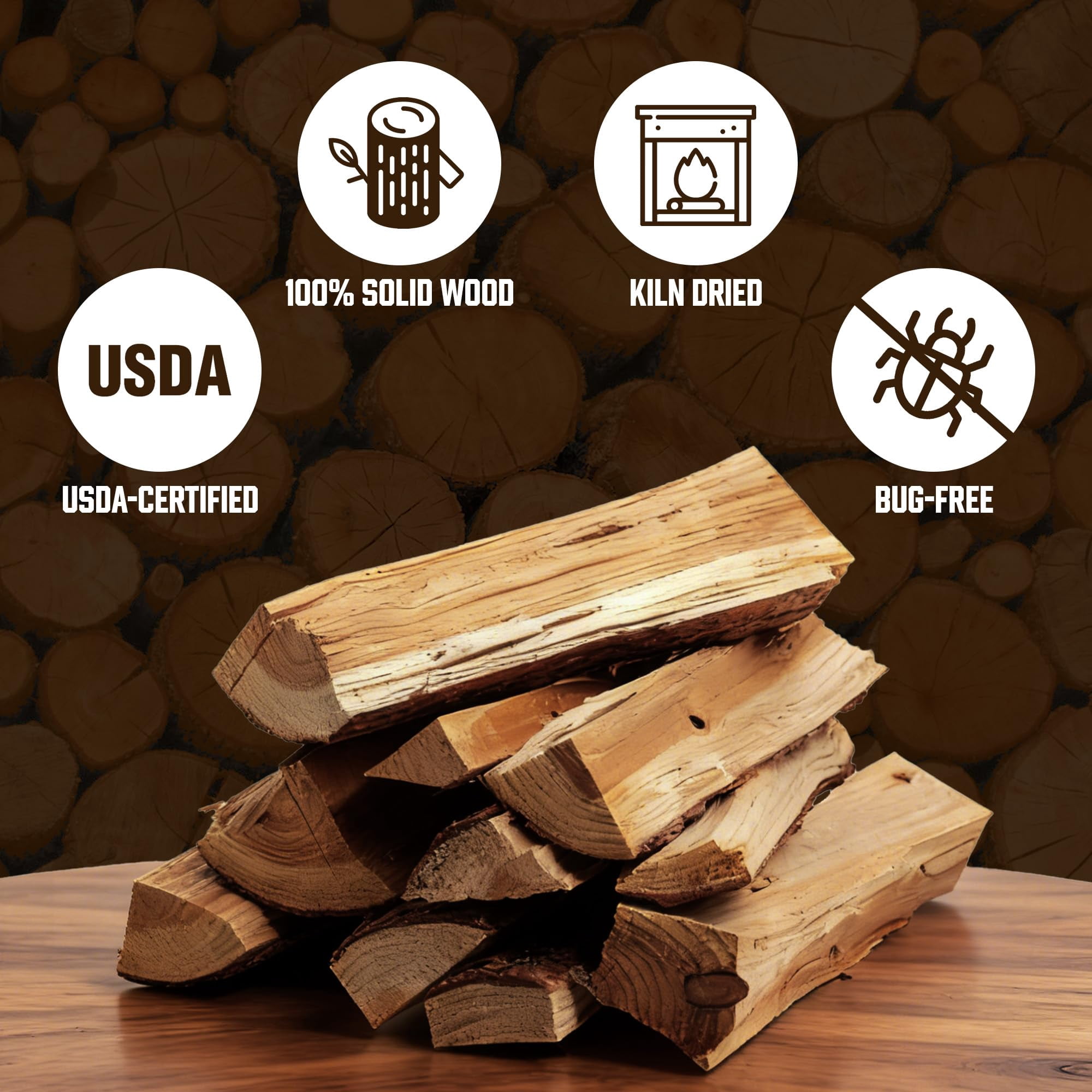 BIG HORN OUTDOORS 10 lb Firewood, 4.5" Kiln-Dried Oak Fire Logs for Fire Pits, Pizza Ovens and Grilling