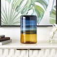 thumbnail image 2 of DecMode 13" Handmade Ombre Blue Glass Vase with Yellow Base, 2 of 9