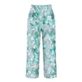 thumbnail image 5 of Sentmoon Women Linen Pants with Print High Elastic Waist Womens Trouser Pants Plus Size Loose Fit Straight Leg Casual Pants for Women with Pocket for Summer and Hot Weather, 5 of 6